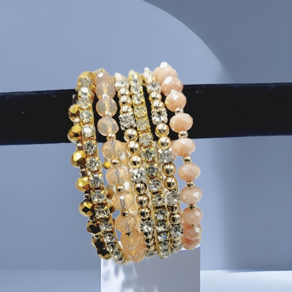 Bohemian Versatile Multi-Layer Bead Statement Bracelet - Stretch Strand Stackabl - Picture 4 of 4